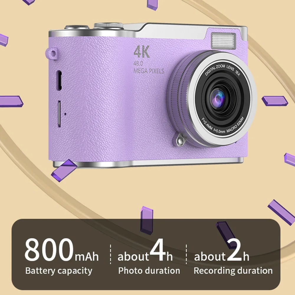 Compact Digital Camera Vlogging 4K Flip Screen Portable Rechargeable - Image 16