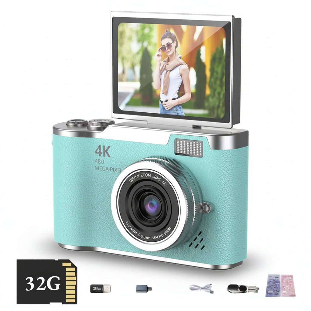 Compact Digital Camera Vlogging 4K Flip Screen Portable Rechargeable - Image 4