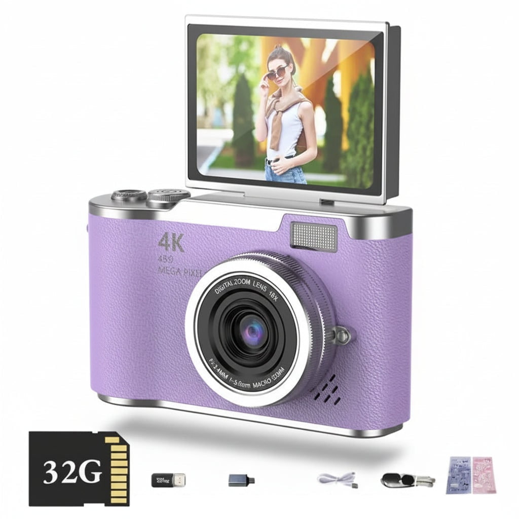 Compact Digital Camera Vlogging 4K Flip Screen Portable Rechargeable - Image 5