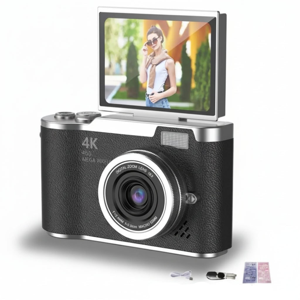 Compact Digital Camera Vlogging 4K Flip Screen Portable Rechargeable - Image 9