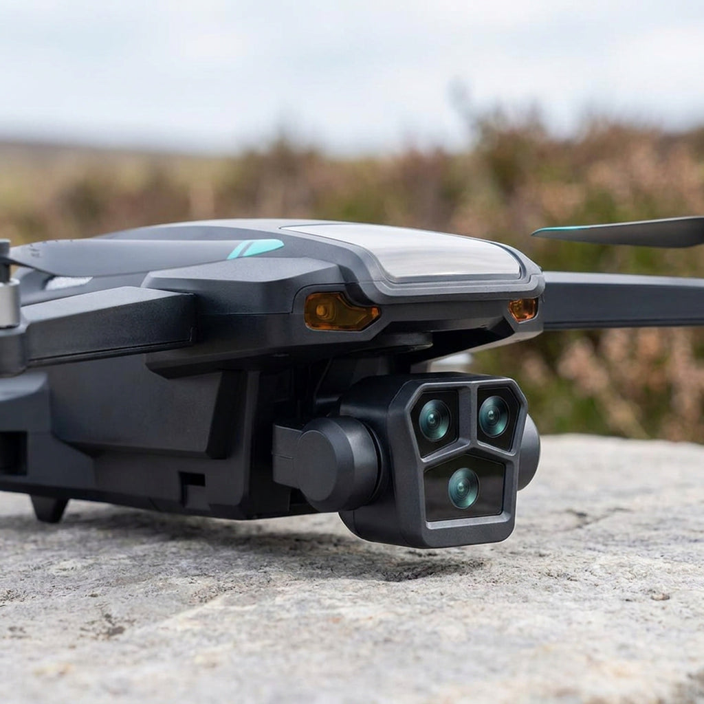 Compact Foldable Camera Drone with Triple Lens Gimbal and Quadcopter Design for Aerial Photography - Image 3