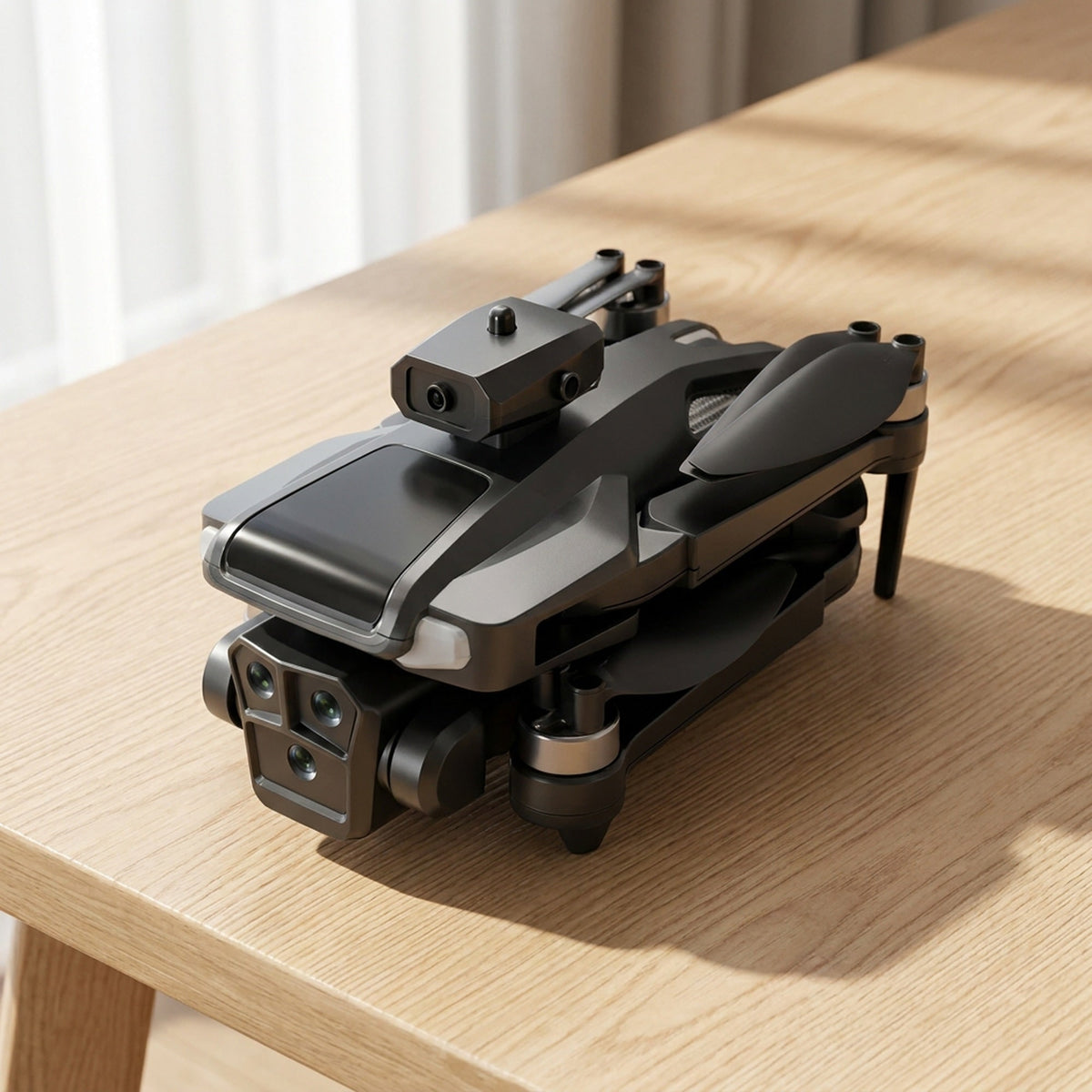 Compact Foldable Camera Drone with Triple Lens Gimbal and Quadcopter Design for Aerial Photography - Image 5