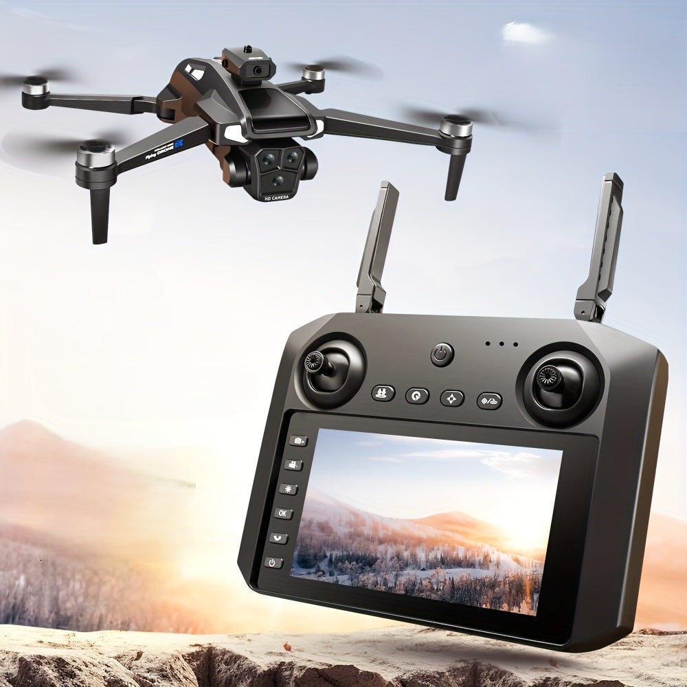 Compact Foldable Camera Drone with Triple Lens Gimbal and Quadcopter Design for Aerial Photography - Image 8