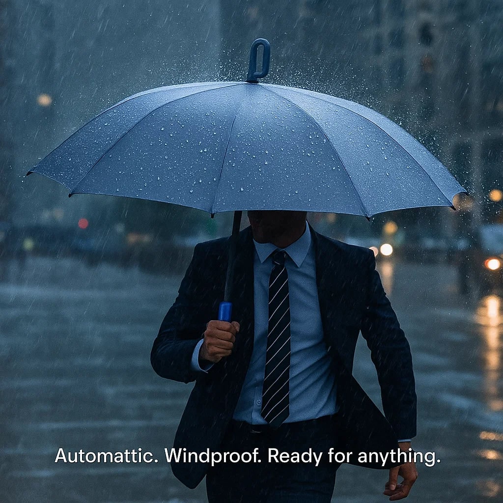 Compact Travel Umbrella Windproof Automatic Folding Portable Carabiner Uv Protection - Image 2