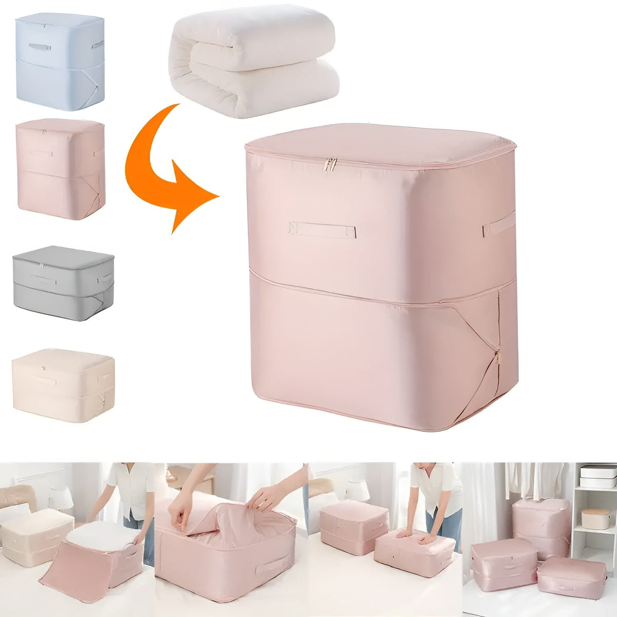 Compression Storage Bag with Zip Lock and Collapsible Design for Clothes and Bedding - Image 2