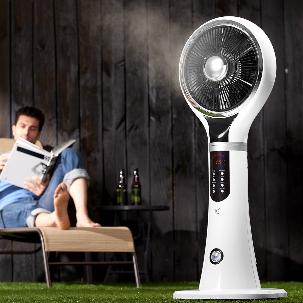 Cooling Fan Portable Evaporative Cooler Misting Pedestal Digital LED Display Oscillating - Image 3