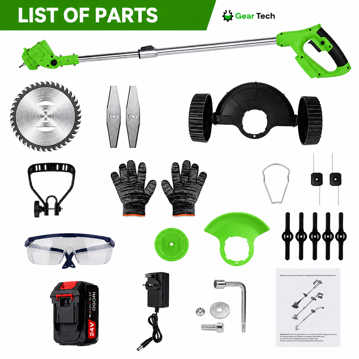 Cordless Grass Trimmer String with Adjustable Head and Edging for Lawn Care Line - Image 3