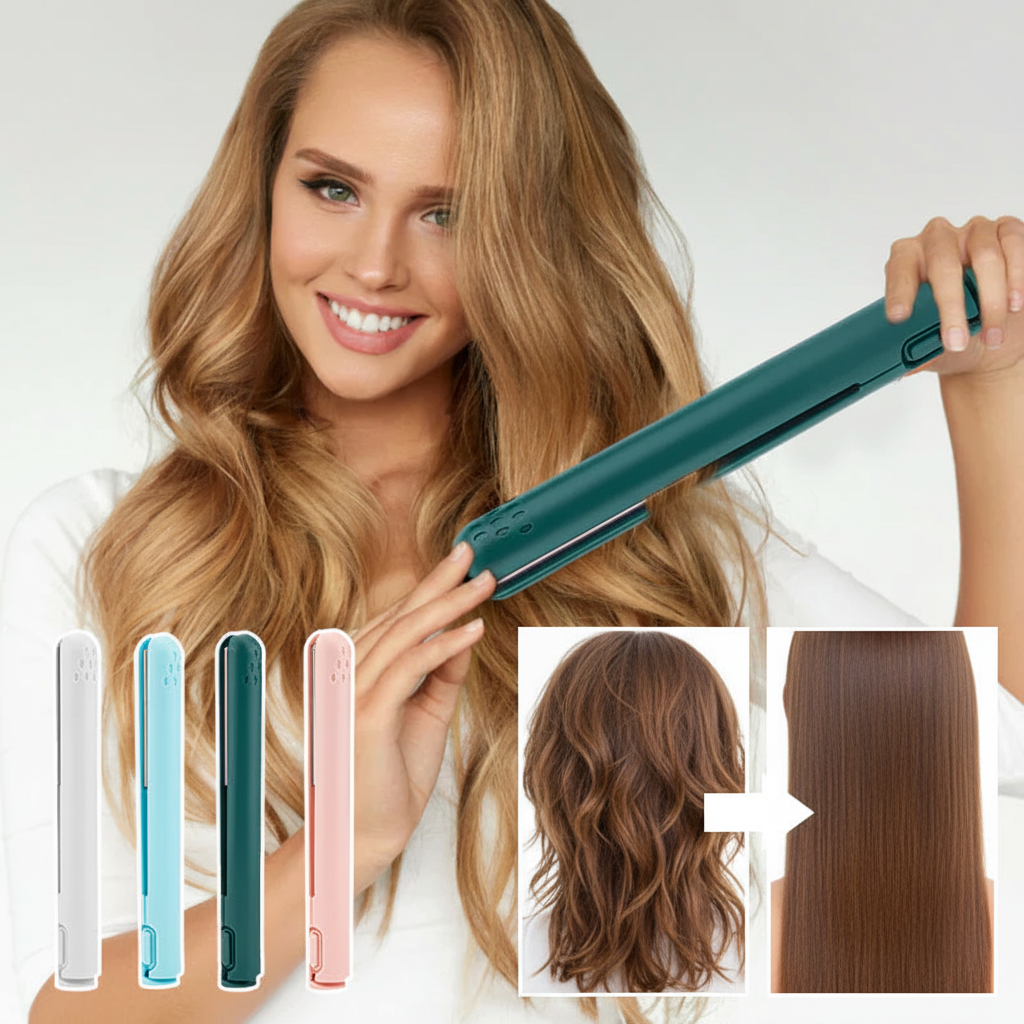 Cordless Hair Straightener Mini Portable Rechargeable Ceramic Plates Wireless Travel - Image 2