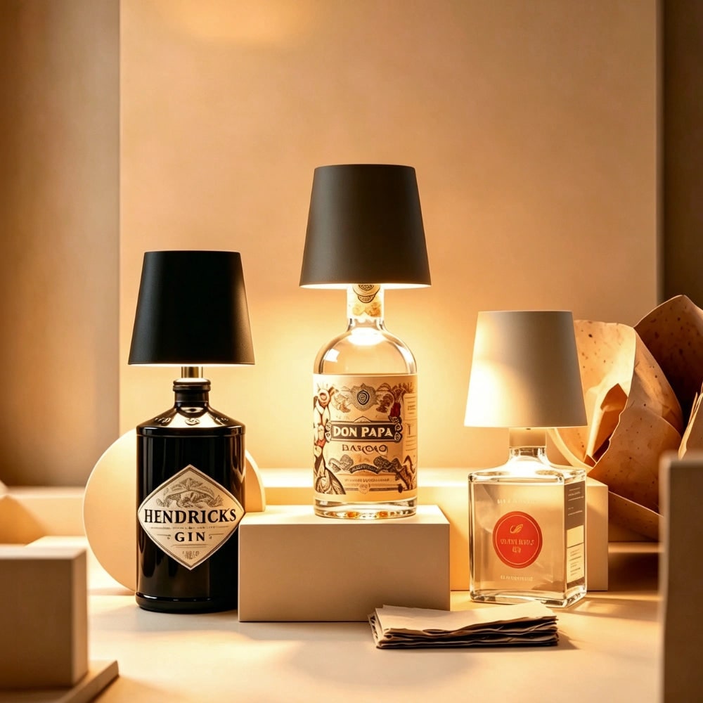 Cordless Lamp Bottle LED Rechargeable Portable Conical Shade - Image 1