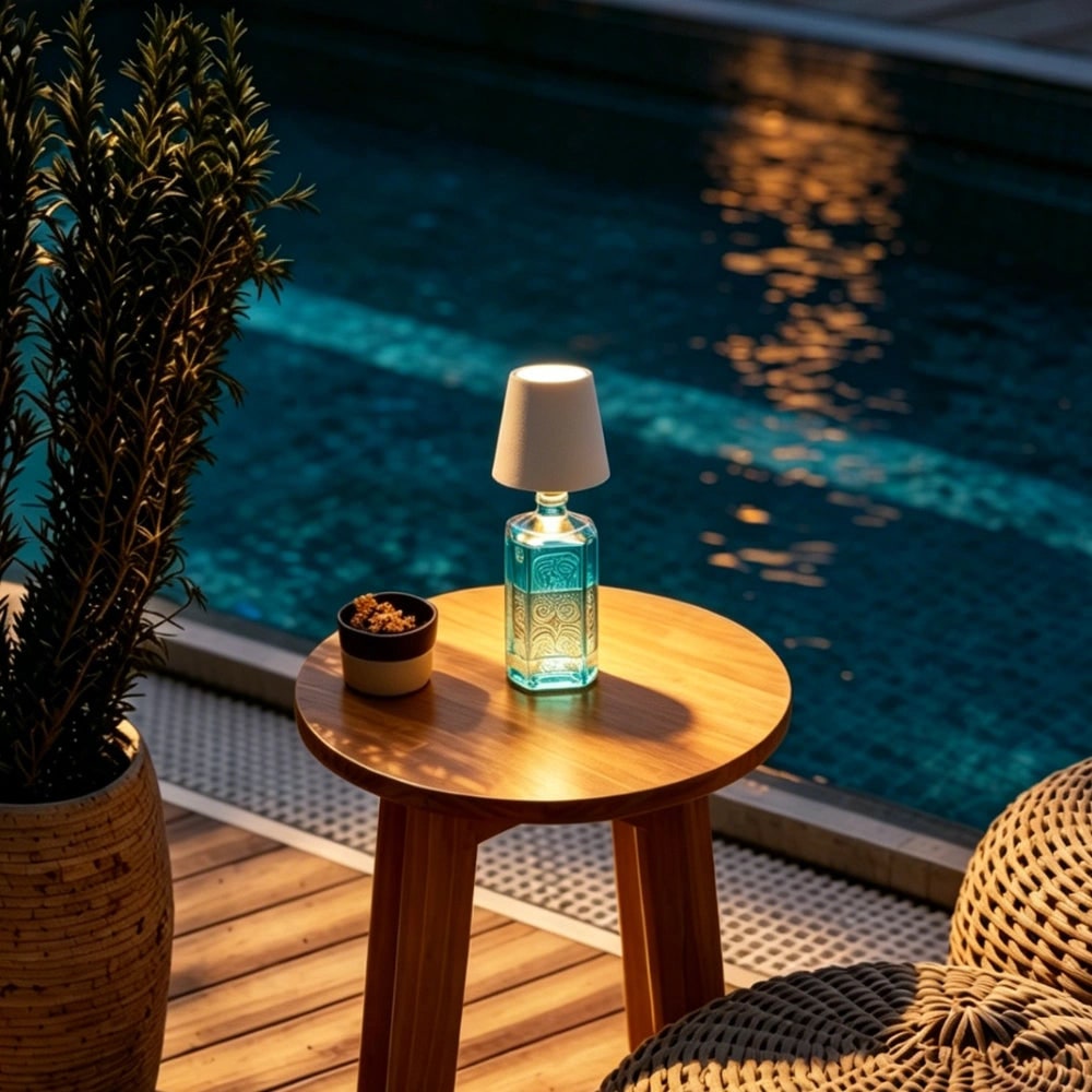 Cordless Lamp Bottle LED Rechargeable Portable Conical Shade - Image 15