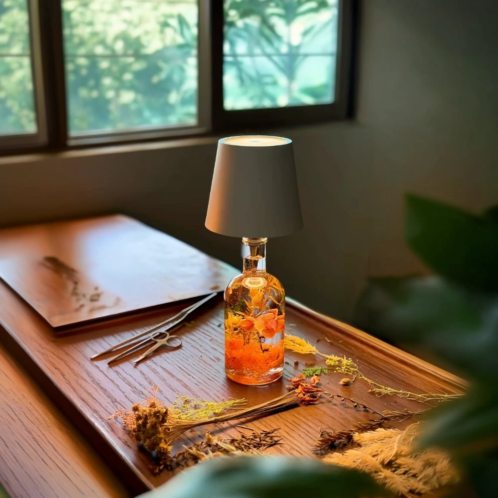 Cordless Lamp Bottle LED Rechargeable Portable Conical Shade - Image 16