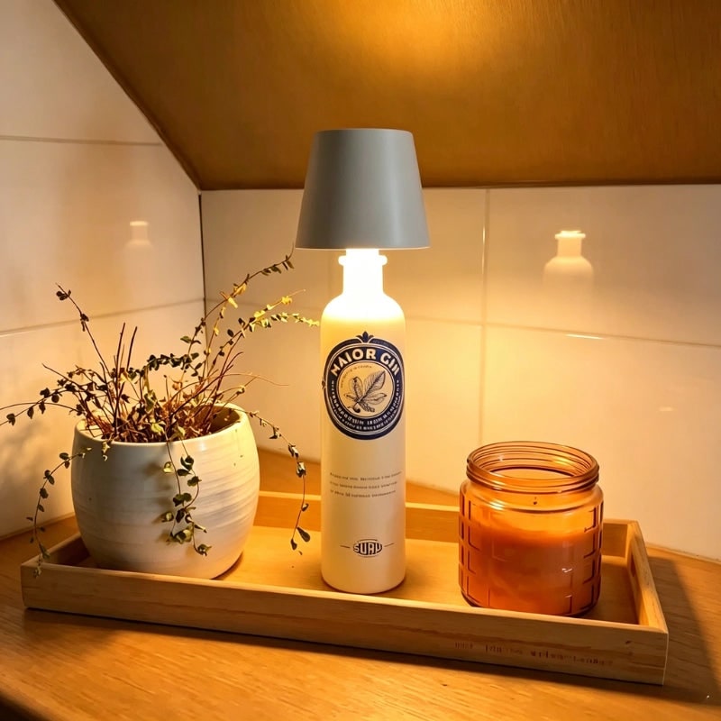 Cordless Lamp Bottle LED Rechargeable Portable Conical Shade - Image 19