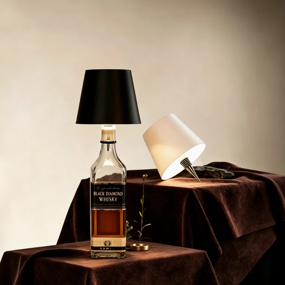 Cordless Lamp Bottle LED Rechargeable Portable Conical Shade - Image 2