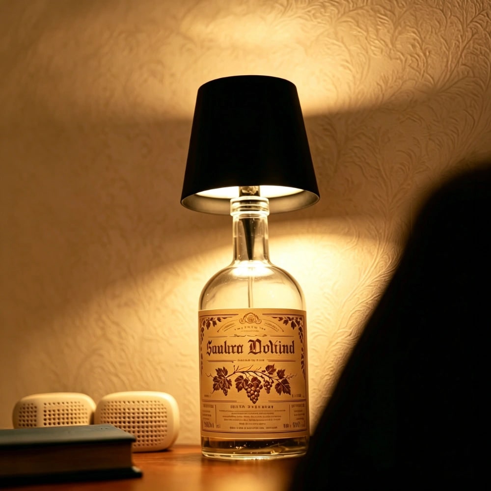 Cordless Lamp Bottle LED Rechargeable Portable Conical Shade - Image 4