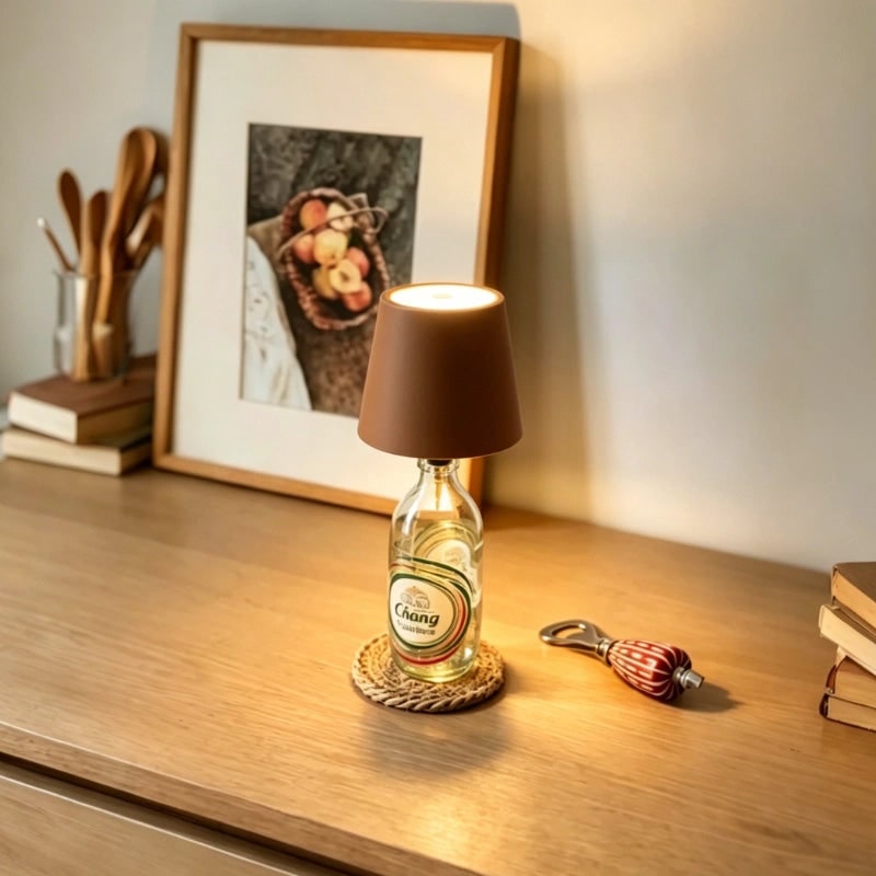 Cordless Lamp Bottle LED Rechargeable Portable Conical Shade - Image 7