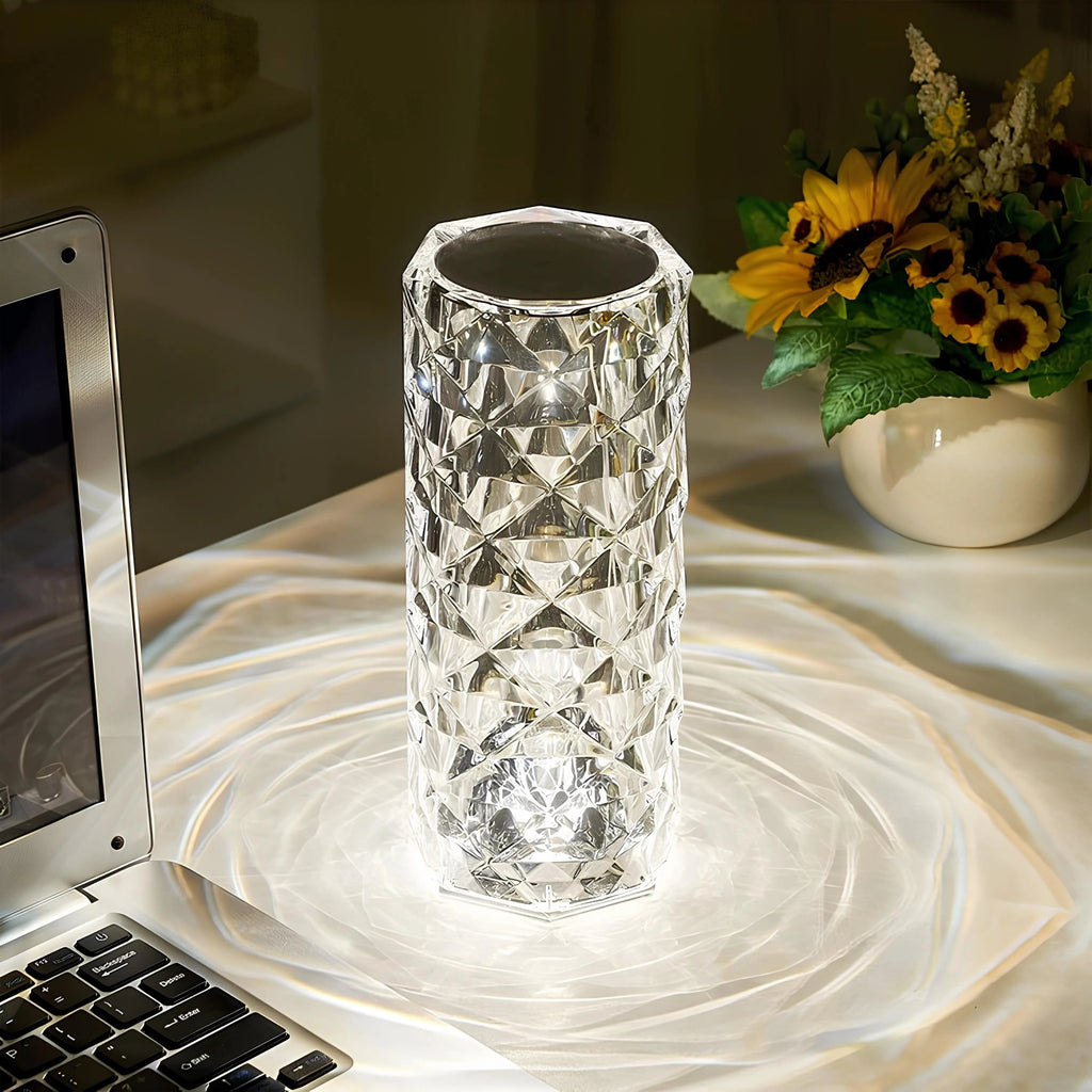 Cordless Rechargeable Table Lamp Acrylic Crystal Touch Control Ripple Light Sensor - Image 1