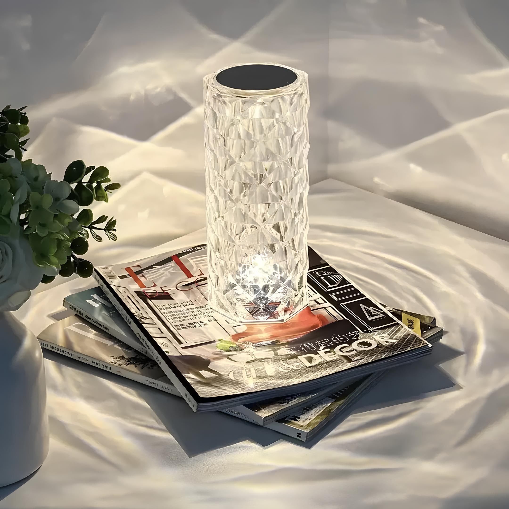 Cordless Rechargeable Table Lamp Acrylic Crystal Touch Control Ripple Light Sensor - Image 10