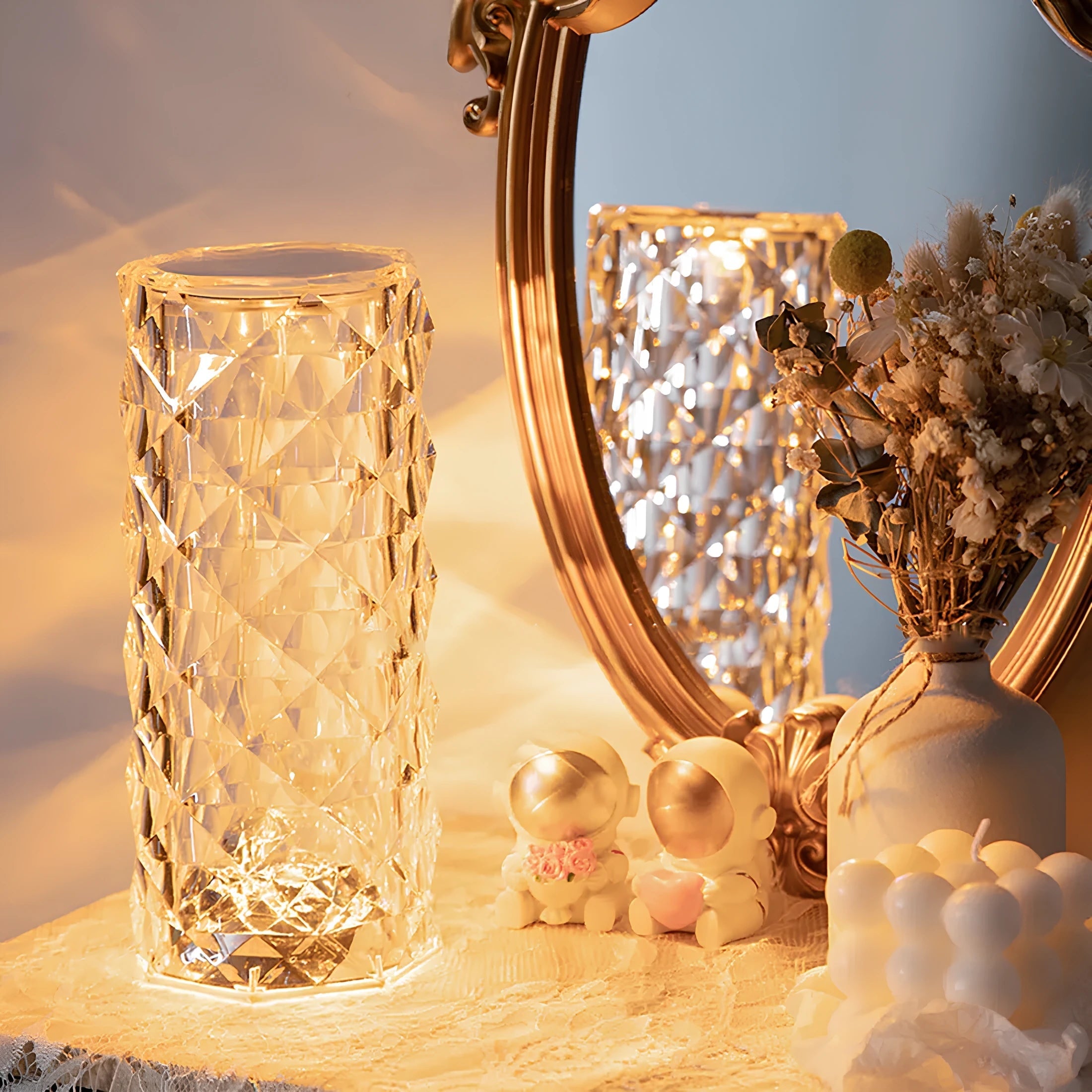 Cordless Rechargeable Table Lamp Acrylic Crystal Touch Control Ripple Light Sensor - Image 4