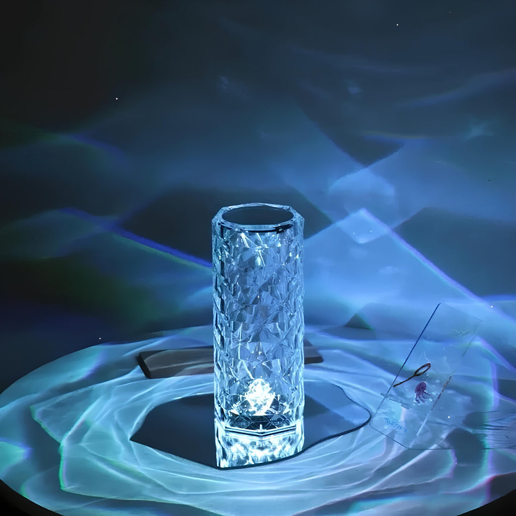 Cordless Rechargeable Table Lamp Acrylic Crystal Touch Control Ripple Light Sensor - Image 5