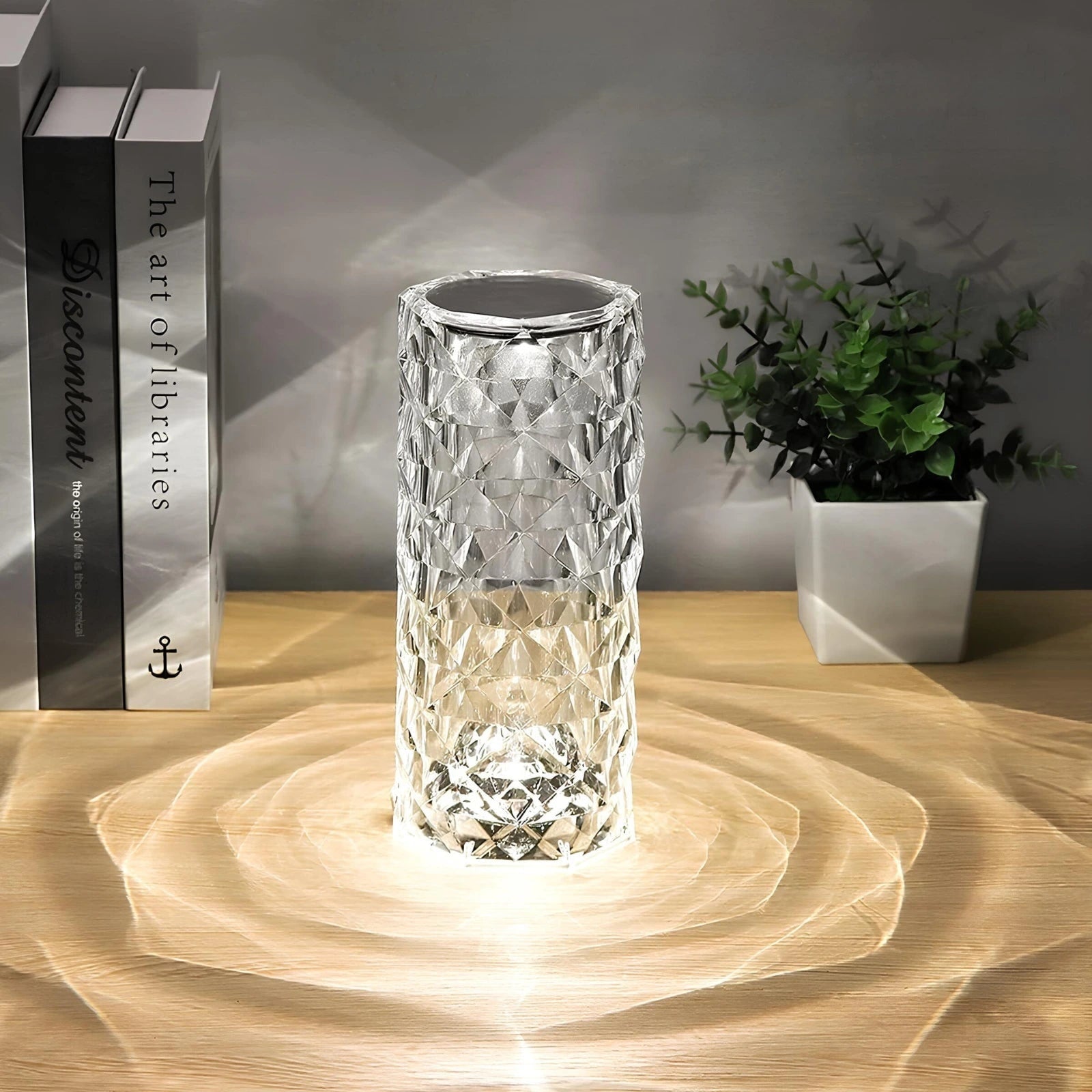 Cordless Rechargeable Table Lamp Acrylic Crystal Touch Control Ripple Light Sensor - Image 6