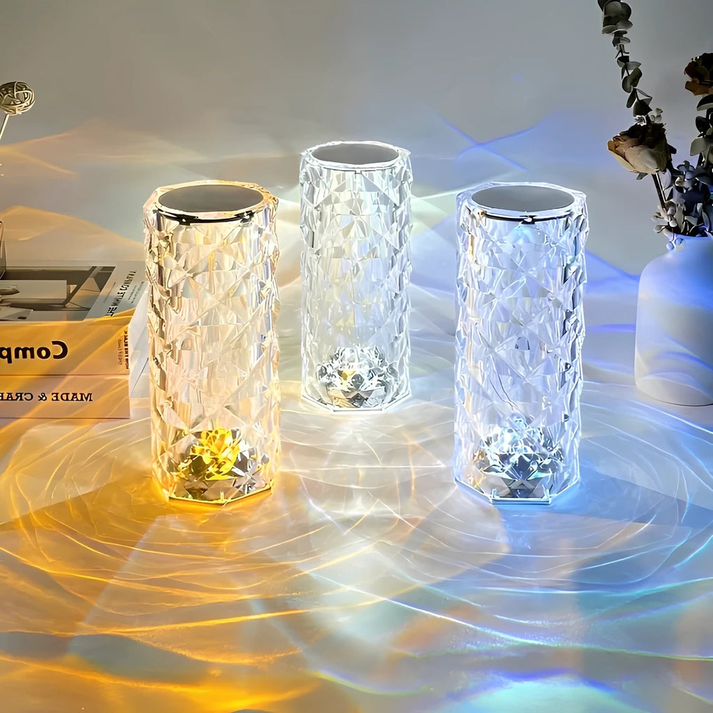 Cordless Rechargeable Table Lamp Acrylic Crystal Touch Control Ripple Light Sensor - Image 9
