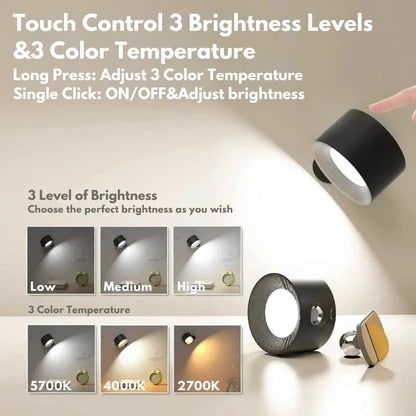 Cordless Wall Sconce with Modern Lighting Battery Powered 360° Rotating Magnetic Mount - Image 14