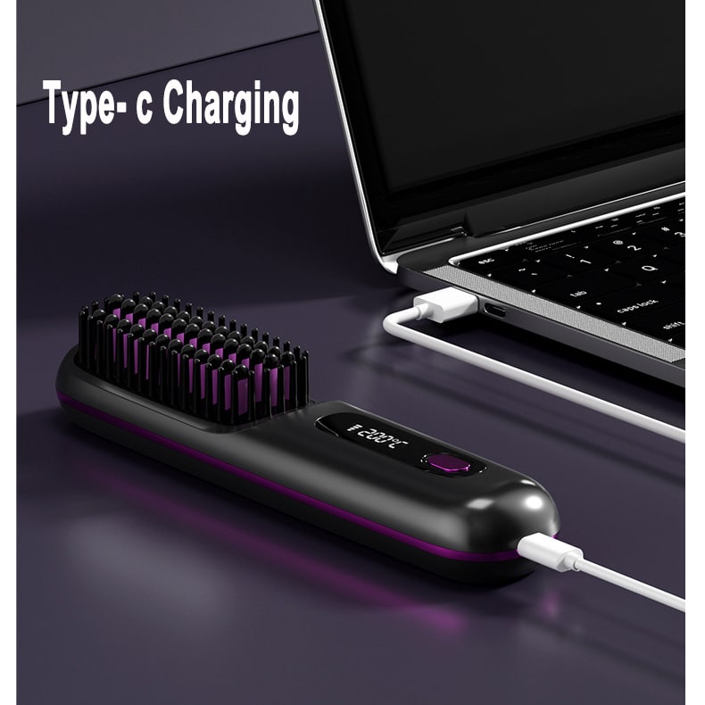 Cordless Wireless Hair Straightener Brush with Fast Heating USB Charging and Storage Pouch - Image 23