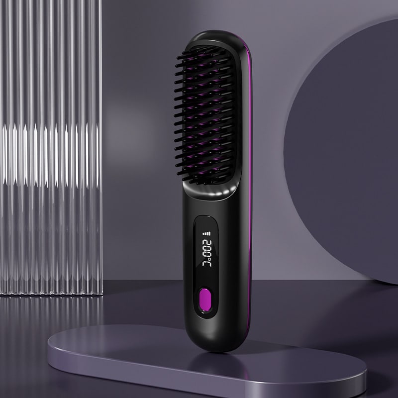 Cordless Wireless Hair Straightener Brush with Fast Heating USB Charging and Storage Pouch - Image 3