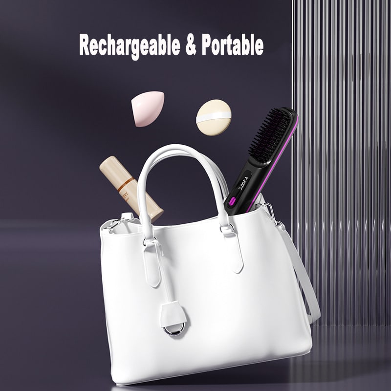 Cordless Wireless Hair Straightener Brush with Fast Heating USB Charging and Storage Pouch - Image 31