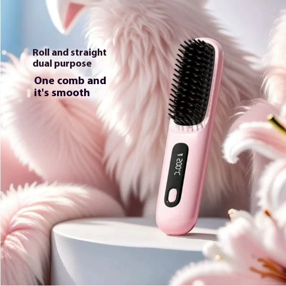Cordless Wireless Hair Straightener Brush with Fast Heating USB Charging and Storage Pouch - Image 37