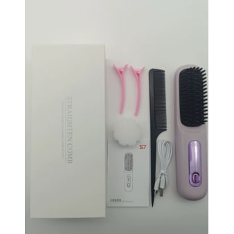 Cordless Wireless Hair Straightener Brush with Fast Heating USB Charging and Storage Pouch - Image 5