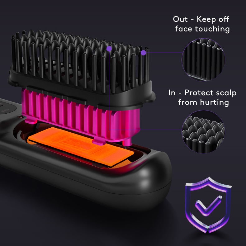 Cordless Wireless Hair Straightener Brush with Fast Heating USB Charging and Storage Pouch - Image 9