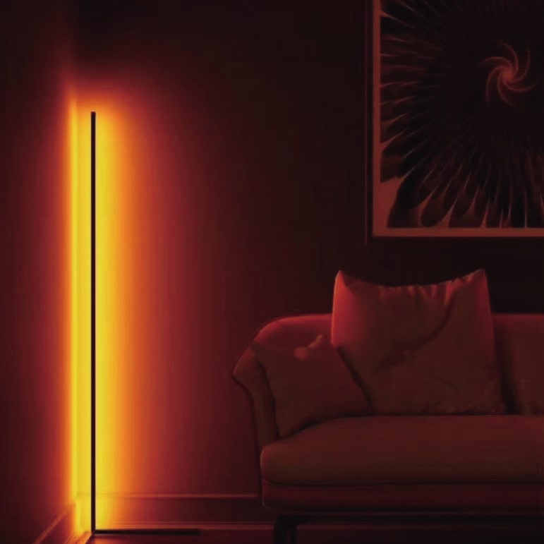 Corner Arc LED Floor Lamp with Remote Control and Rgb Color-Changing Light Torchiere - Image 3
