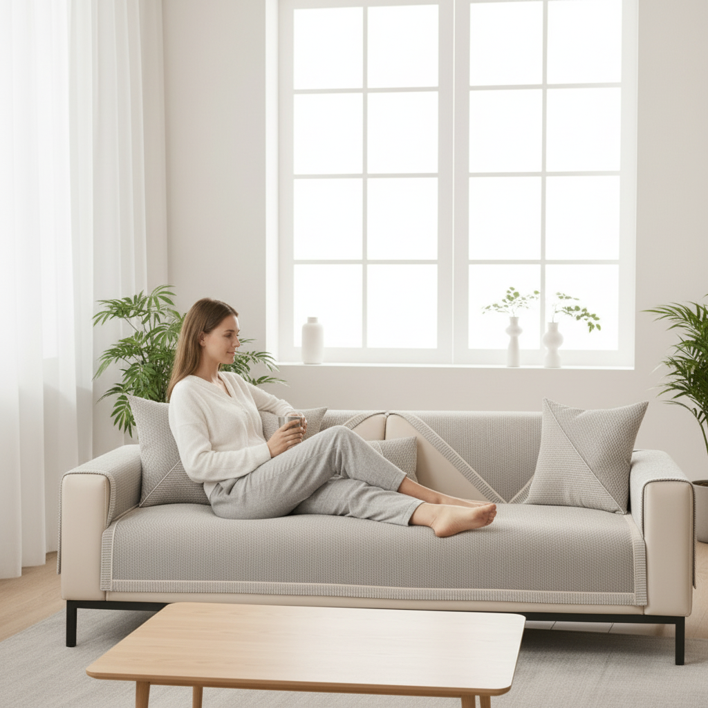 Couch Cover Sofa Seat Throw Quilted Non Slip Woven Cushion Protector Non-slip - Image 2