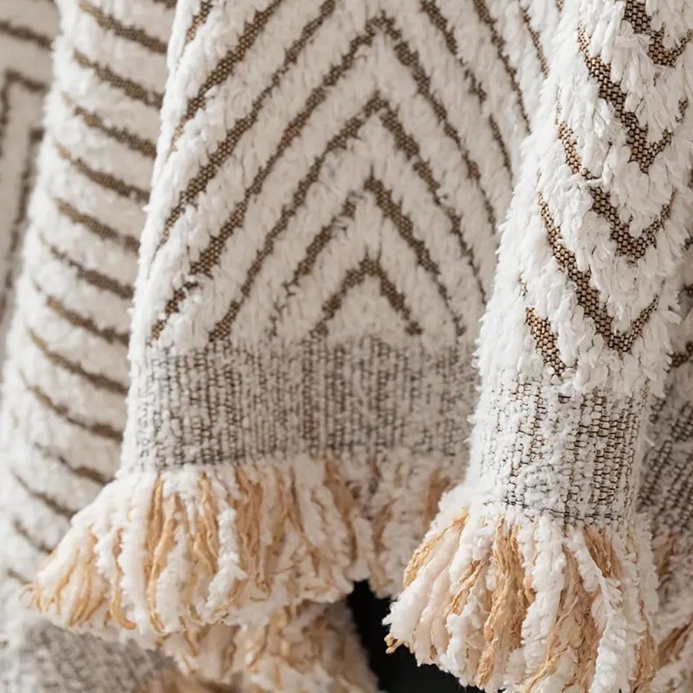 Couch Cover Throw Blanket Sofa Herringbone Woven Fringe Pets Non-slip Protector - Image 9
