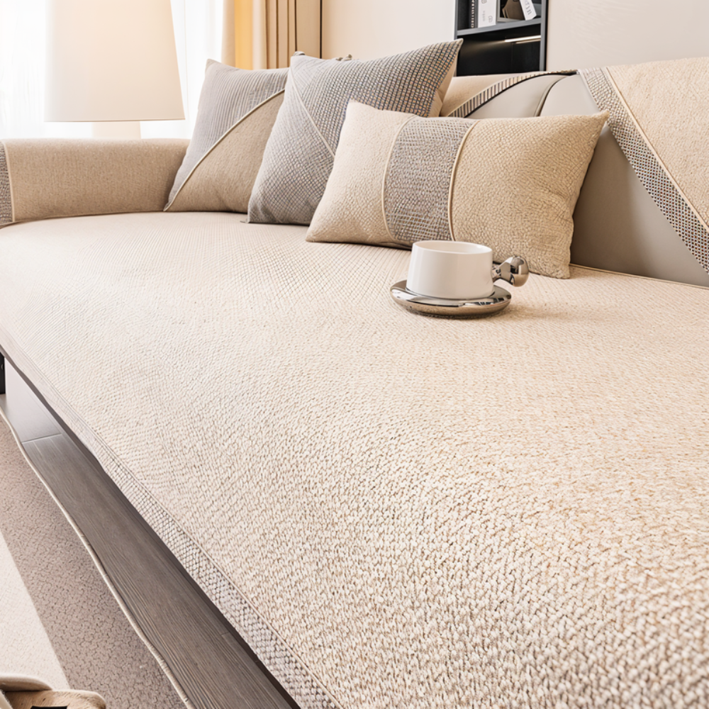 Couch Cover with Non-Slip Backing and Woven Textured Fabric for Sectional Sofas - Image 4