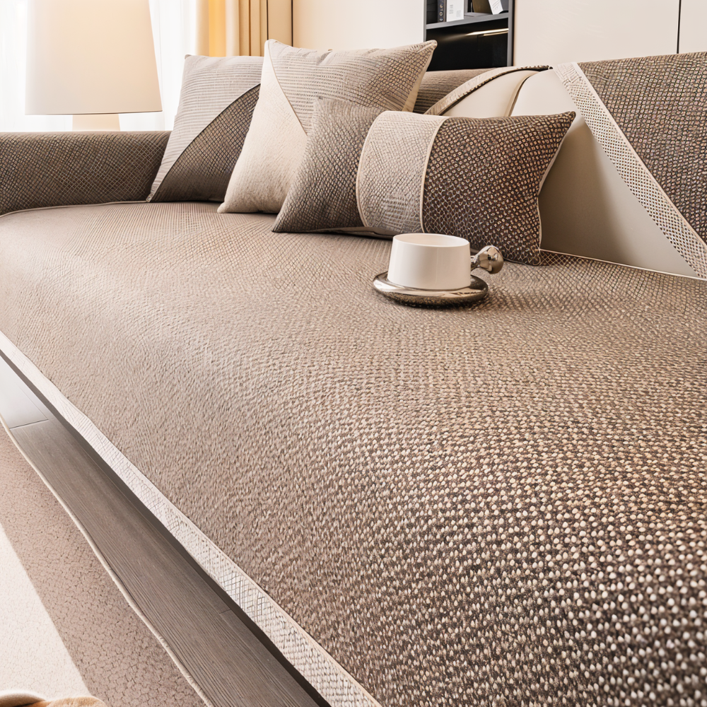 Couch Cover with Non-Slip Backing and Woven Textured Fabric for Sectional Sofas - Image 7