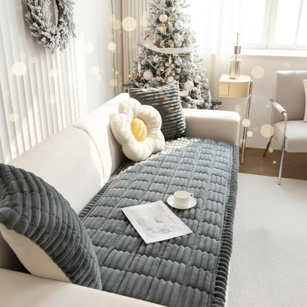 Couch Seat Cover Sofa Cushion Non Slip Quilted Plush Protector Non-slip - Image 1
