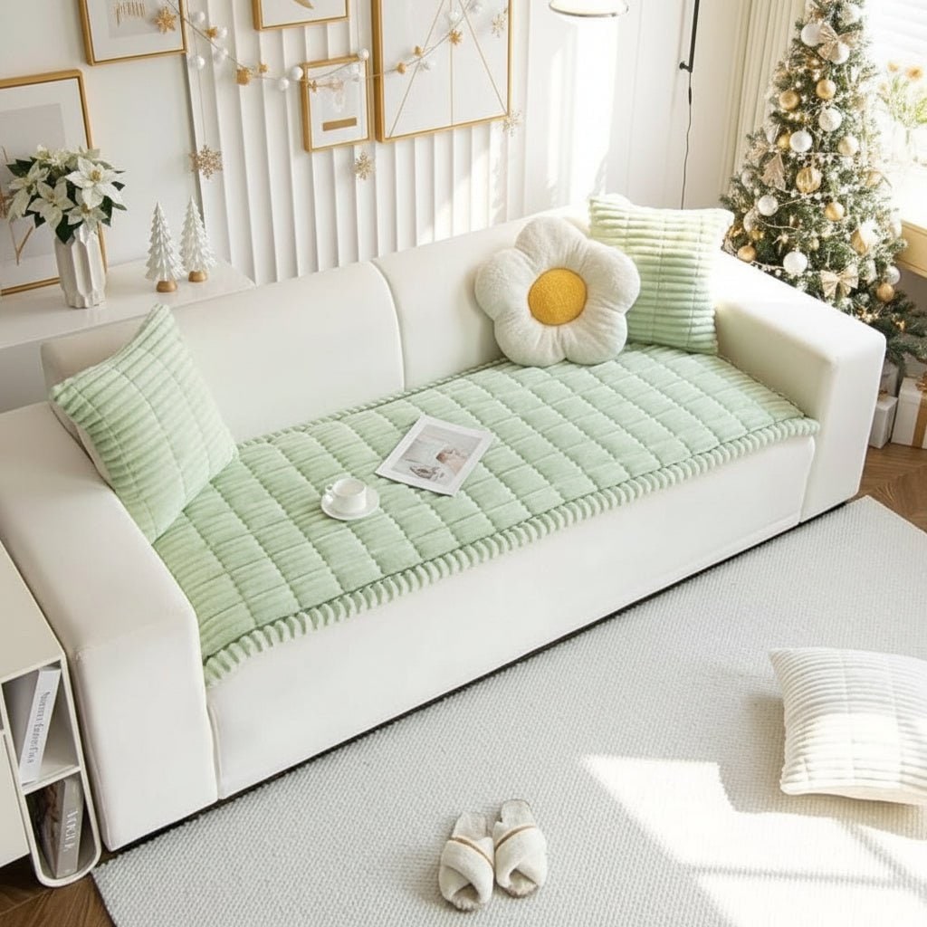 Couch Seat Cover Sofa Cushion Non Slip Quilted Plush Protector Non-slip - Image 3