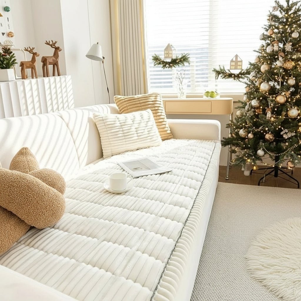 Couch Seat Cover Sofa Cushion Non Slip Quilted Plush Protector Non-slip - Image 5
