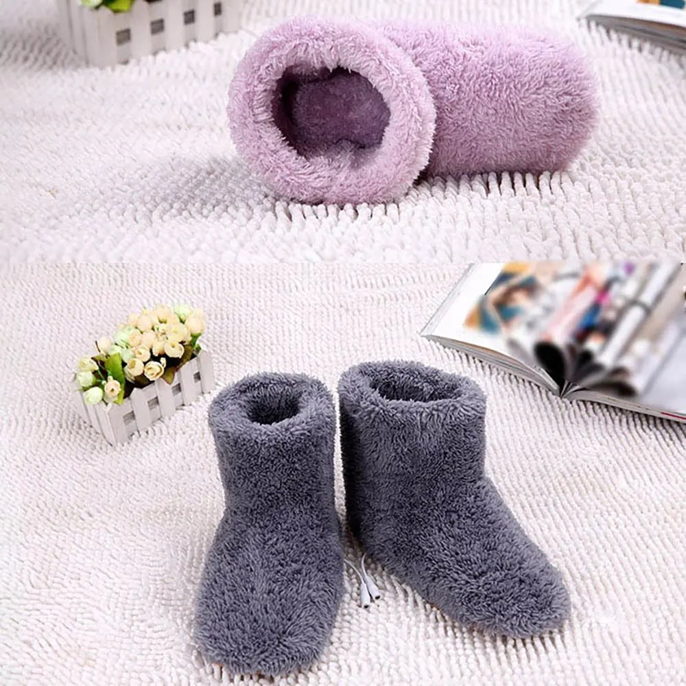 Cowboy Boot Slippers with USB Heated Plush Fleece and Soft Soles Rechargeable - Image 1