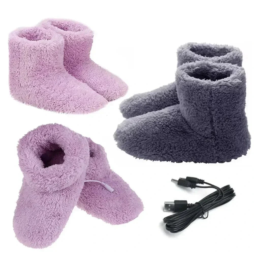 Cowboy Boot Slippers with USB Heated Plush Fleece and Soft Soles Rechargeable - Image 2