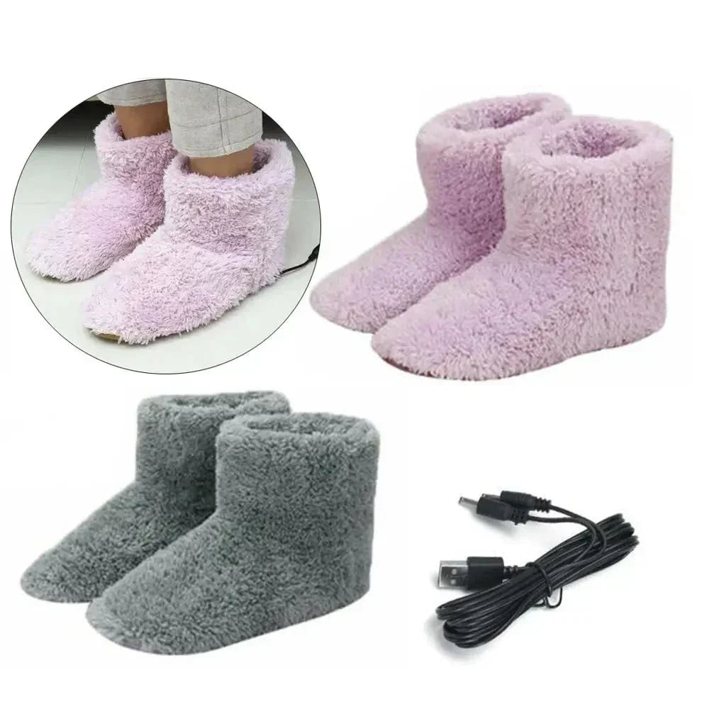 Cowboy Boot Slippers with USB Heated Plush Fleece and Soft Soles Rechargeable - Image 3
