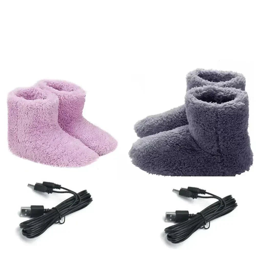 Cowboy Boot Slippers with USB Heated Plush Fleece and Soft Soles Rechargeable - Image 4