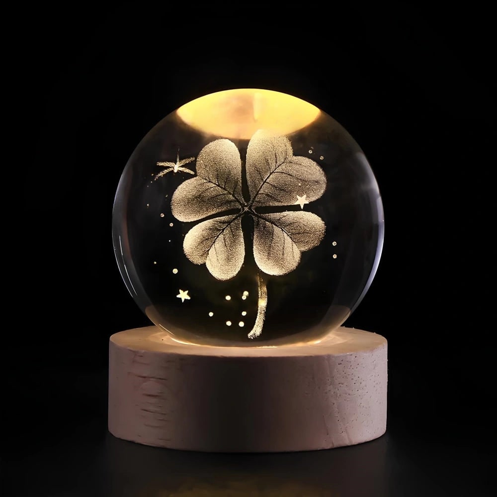 Crystal Ball Night Light LED Wooden Base Glass 3D Laser Engraved Gift - Image 16