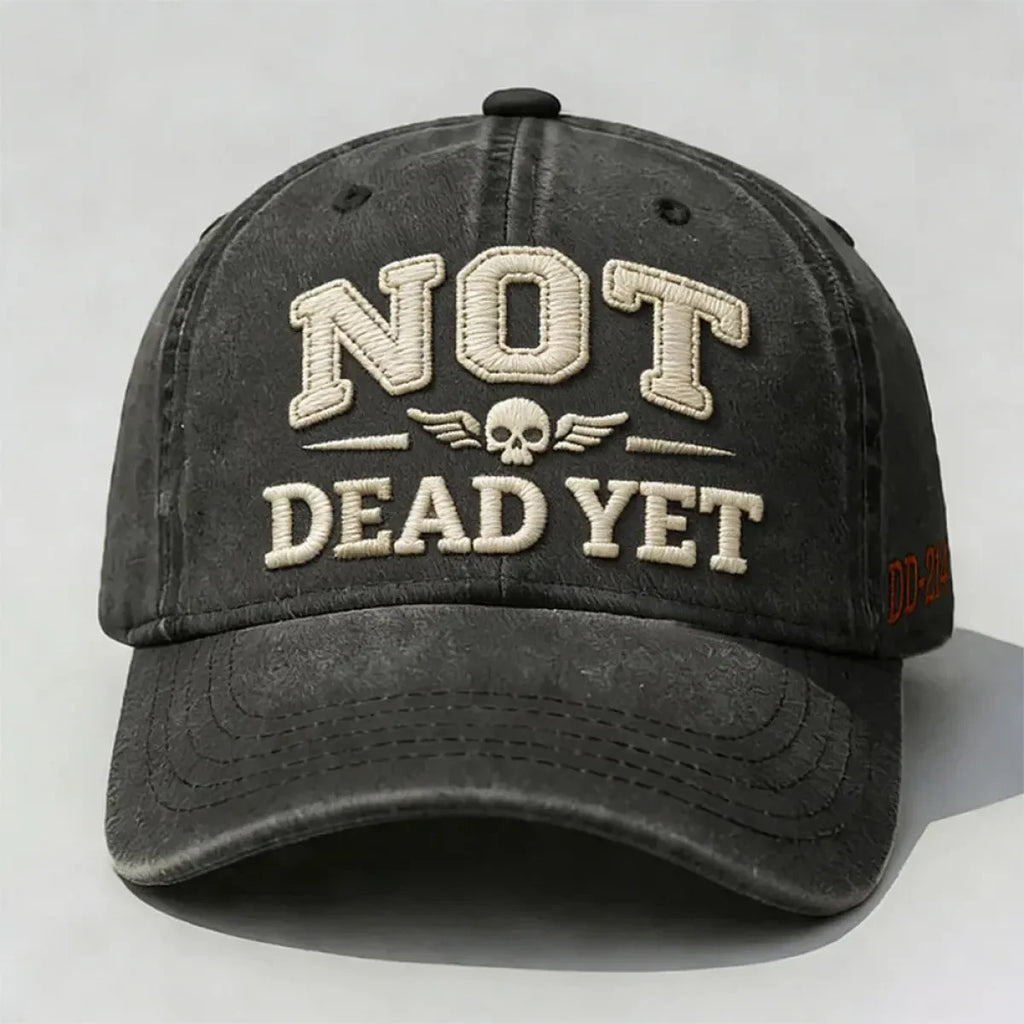 Custom Baseball Caps with Adjustable Strap Distressed Cotton Twill and Embroidered Skull Design - Image 1