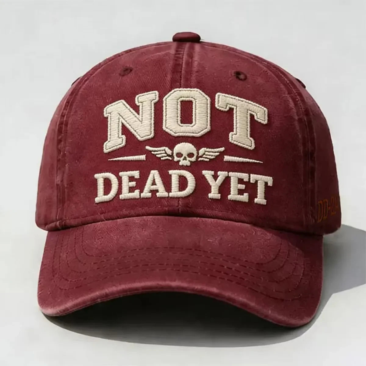 Custom Baseball Caps with Adjustable Strap Distressed Cotton Twill and Embroidered Skull Design - Image 11