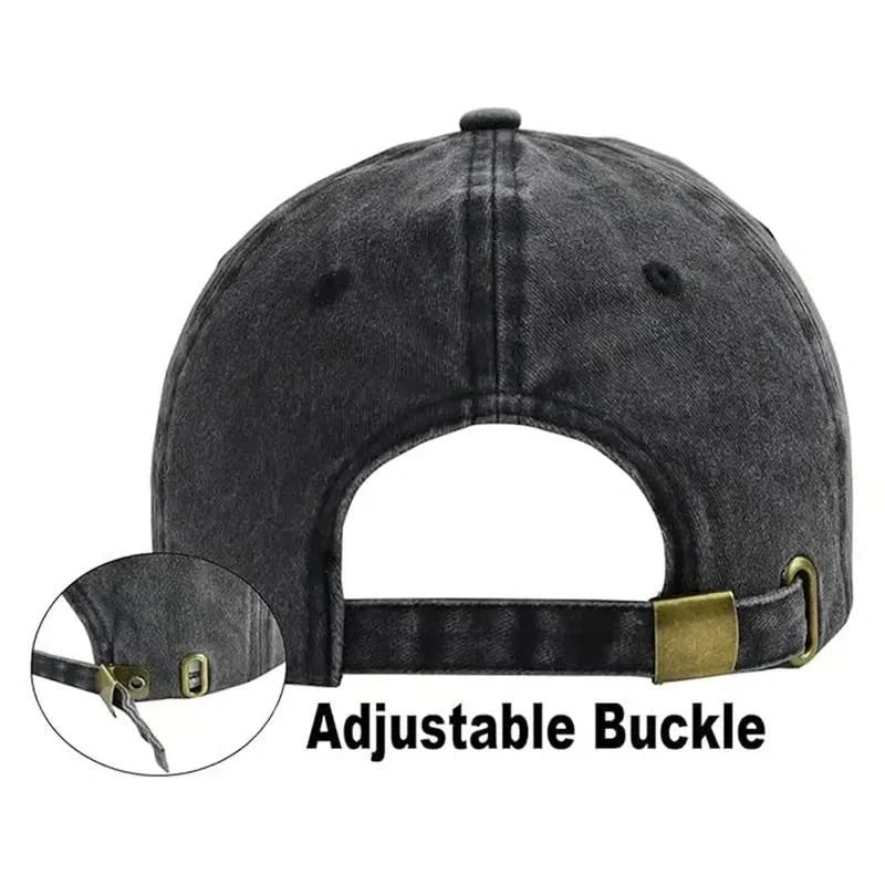 Custom Baseball Caps with Adjustable Strap Distressed Cotton Twill and Embroidered Skull Design - Image 4