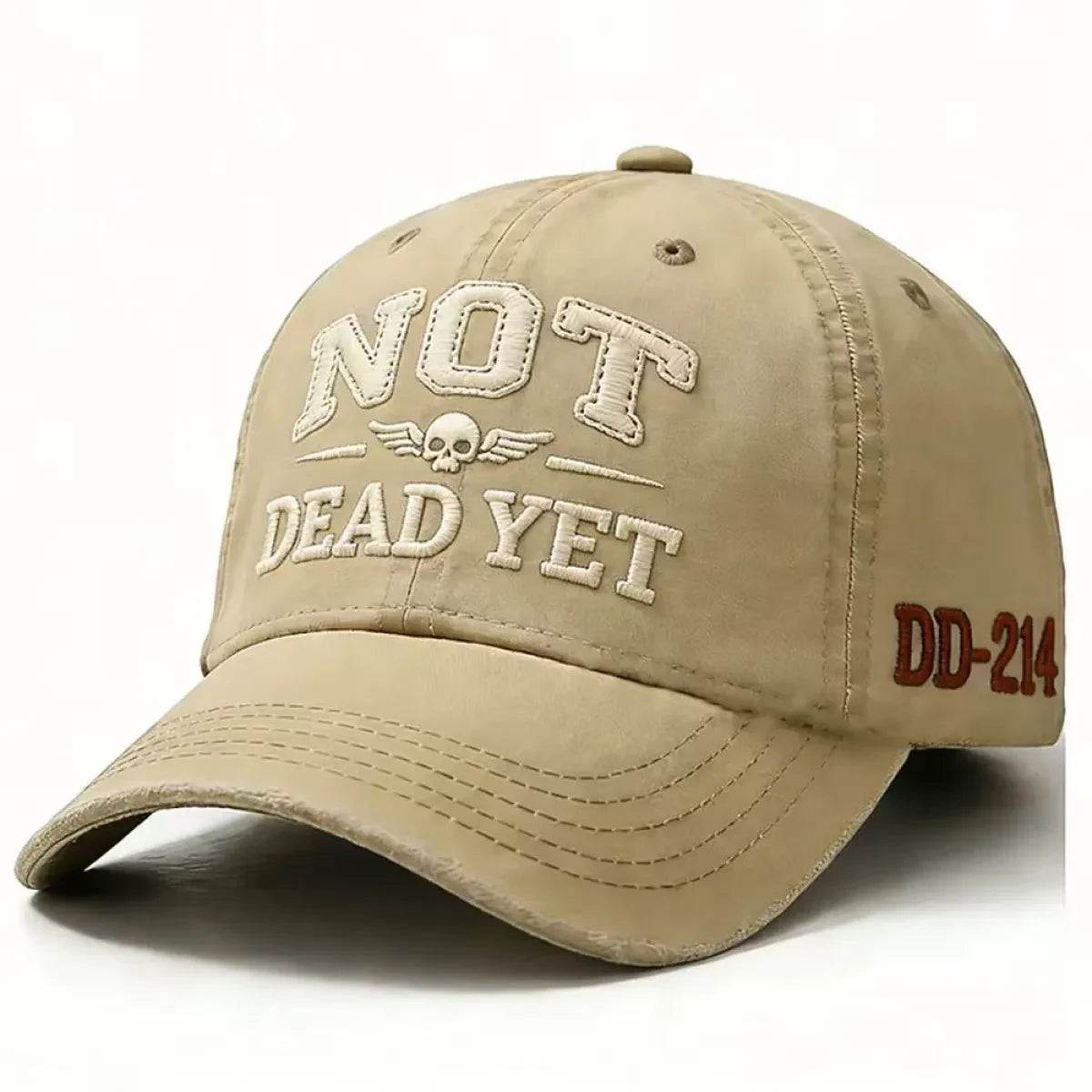 Custom Baseball Caps with Adjustable Strap Distressed Cotton Twill and Embroidered Skull Design - Image 9