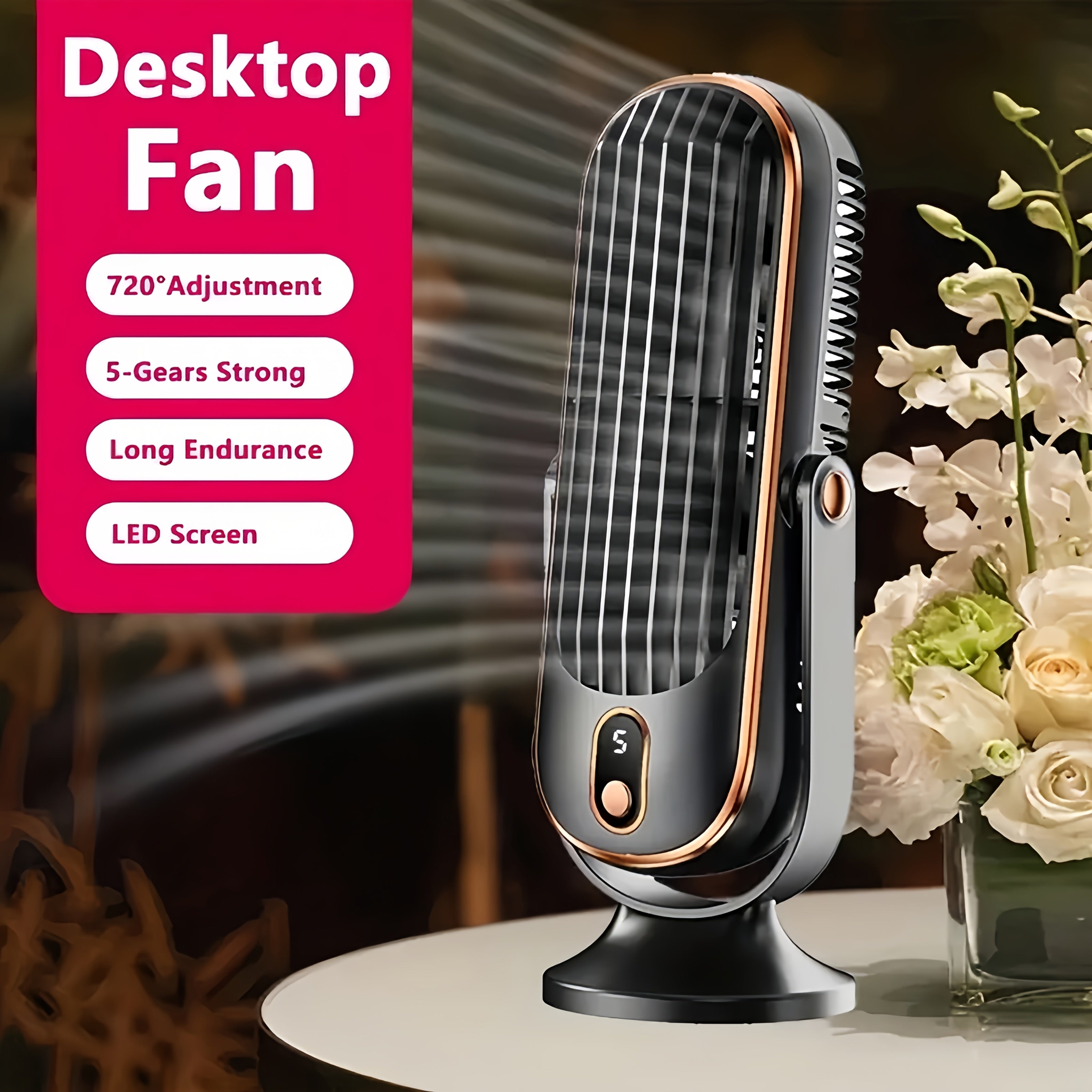 Portable 5-Speed USB Cooling Fan with Dual Motor Design